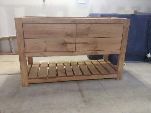 Model #1011 - Custom Double Sink Bathroom Vanity | Countertop in Furniture by Limitless Woodworking. Item composed of maple wood in mid century modern or contemporary style
