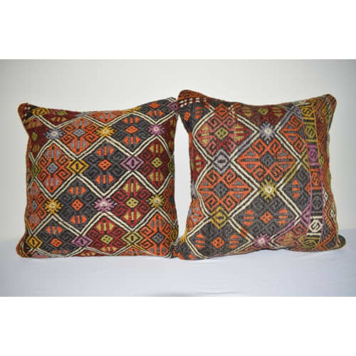 Pair 20" X 20" Bohemian Tribal Throw Pillows | Sham in Linens & Bedding by Vintage Pillows Store. Item composed of cotton