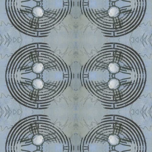 Labyrinth, Sky | Fabric in Linens & Bedding by Philomela Textiles & Wallpaper. Item composed of linen