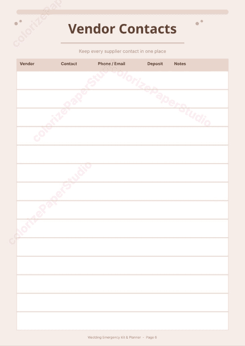 Wedding Planner Printable Bundle | 10 Pages | Checklist Budget Guest List Seating Chart Timeline Emergency Kit | A4 Instant Download PDF | Gift Cards by Colorize Paper Studio
