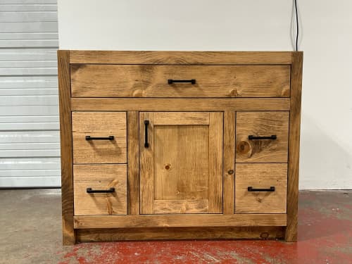 MODEL 1091 - Custom Single Sink Vanity | Countertop in Furniture by Limitless Woodworking. Item composed of maple wood compatible with mid century modern and contemporary style