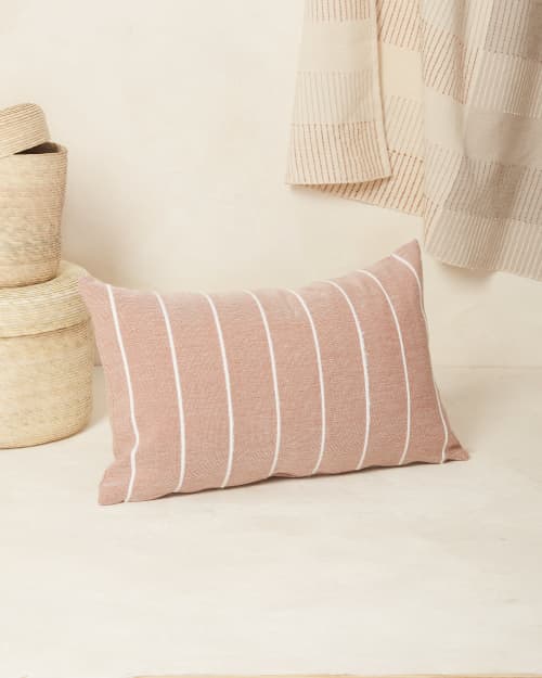 Recycled Stripe Lumbar Pillow - Clay | Pillows by MINNA