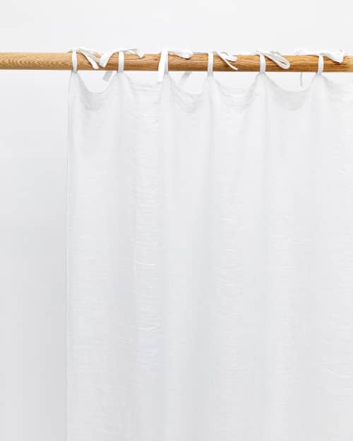 Sheer Tie Top Linen Curtain Panel (1 Pcs) | Curtains & Drapes by MagicLinen