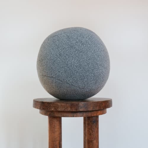 Grey Wool Blend 10" Ball Pillow | Pillows by Vantage Design