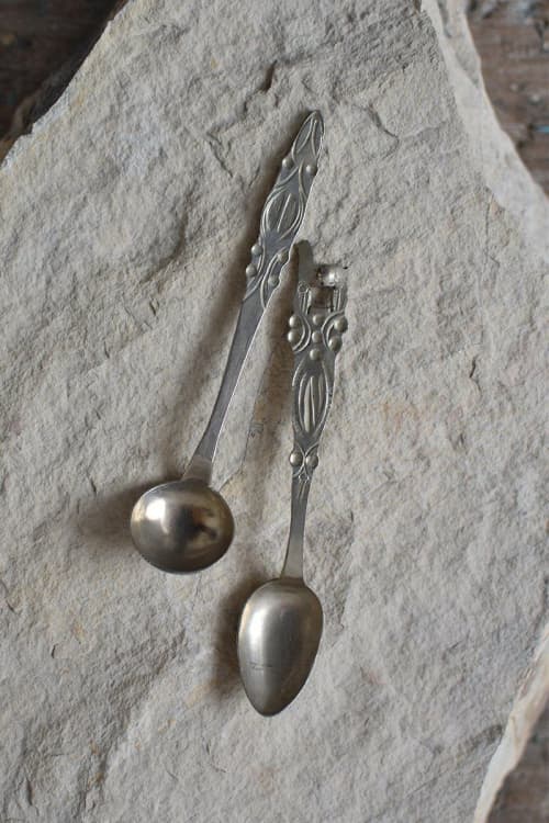 Set of 2 Nickel Silver Bolivian Tea Spoons | Utensils by OWO Ceramics. Item made of metal