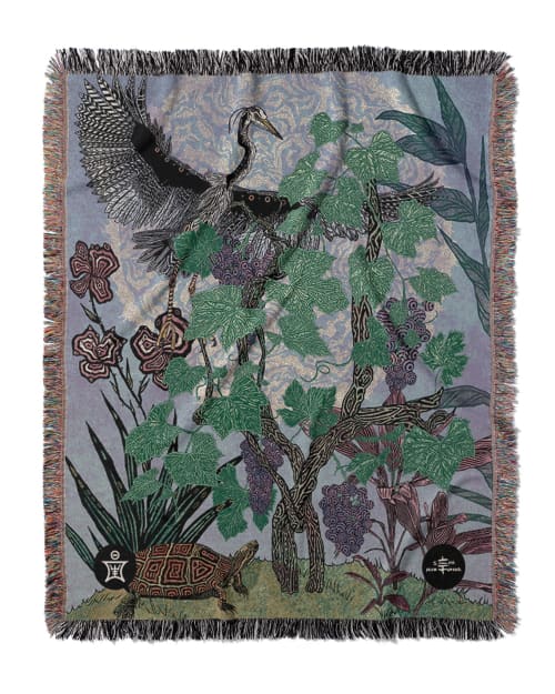 VIN - Ambrosia Grape Vine Scene Jacquard Woven Blanket | Linens & Bedding by Sean Martorana. Item made of cotton
