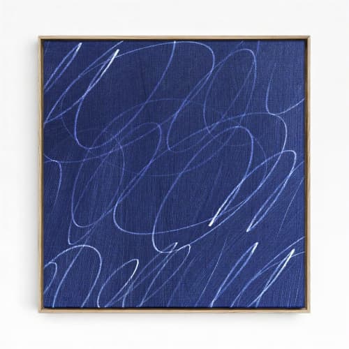 Gestural Marks in Marine by DSCVR Art Framed Square Canvas | Prints in Paintings by ArtCollectiv