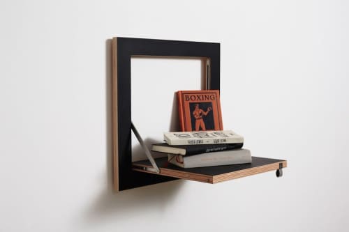 Folding Wall Shelf | Fläpps Shelf 40x40-1 | Bookshelf, Plant Shelf, Birch Plywood, Black | Shelving in Storage by AMBIVALENZ