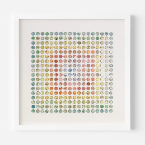 Three Hundred and Twenty Four Map Dots Rainbow Concentric Squares Collage | Paintings by Amelia Coward