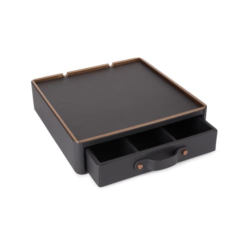 Noir Leather Tea & Coffee Box | Decorative Box in Decorative Objects by Rikan