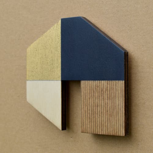 House - Indigo Gold w.13 | Sculptures by Susan Laughton Artist. Item made of wood