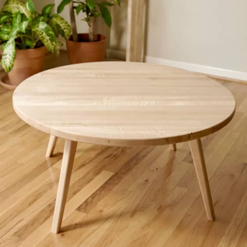 Round Scandinavian Coffee Table, Maple Coffee Table, Walnut | Tables by Crafted Glory. Item made of oak wood works with scandinavian style