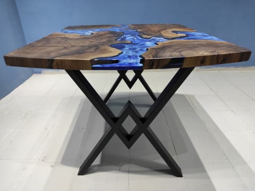 Custom Ocean Epoxy Bar Table, Dining Room Table | Dining Table in Tables by LuxuryEpoxyFurniture. Item composed of wood and synthetic