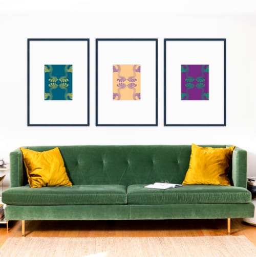 Art Nouveau Paisley Gallery Wall - The Vertical Triptych | Prints by Odd Duck Press. Item composed of paper