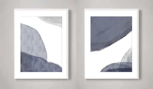 Abstract Scandi Painting set in muted Grays, Black and White | Prints by Capricorn Press. Item made of paper works with boho & minimalism style