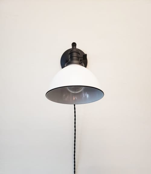 Swing Arm Bedside Kids Wall Color Light - Matte Black | Sconces by Retro Steam Works. Item made of fabric & metal compatible with modern style