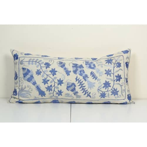 Animal Tribal Suzani Bed Pillow Cover, Fish Motifs Ethnic | Sham in Linens & Bedding by Vintage Pillows Store. Item made of fabric