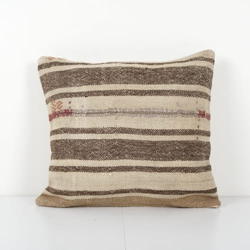 Organic Striped Turkish Kilim Pillow, Bohemian Kilim Pillow, | Cushion in Pillows by Vintage Pillows Store