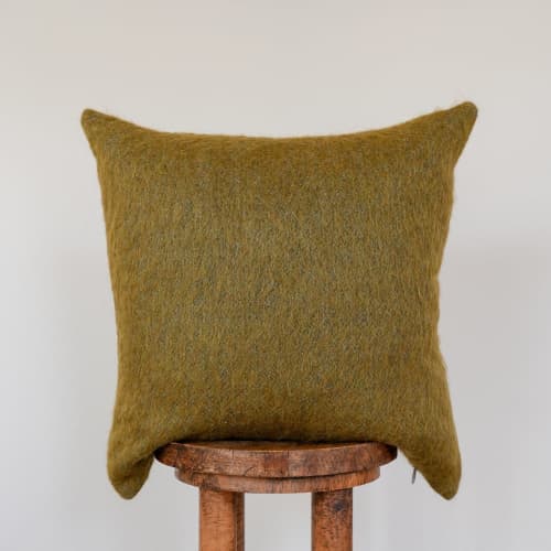 Olive Green Long Wool Pillow 20x20 | Pillows by Vantage Design