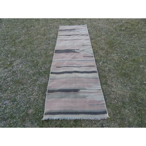 Striped Turkish Kilim Runner From Anatolia 2'2'' x 6'11'' | Runner Rug in Rugs by Vintage Pillows Store. Item composed of wool & fiber