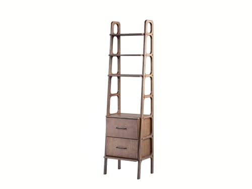 Mid century bookcase, Scandinavian bookshelf, home storage | Book Case in Storage by Plywood Project. Item composed of oak wood in minimalism or mid century modern style