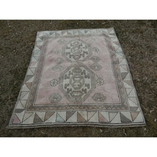Vintage Small Turkish Kars Rug 3'12'' x 4'7'' | Area Rug in Rugs by Vintage Pillows Store. Item made of cotton & fiber