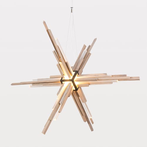 Acrux | Chandeliers by Next Level Lighting. Item composed of oak wood and metal