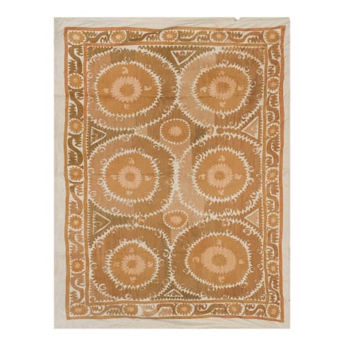 Vintage Tan Samarkand Tapestry - Tribal Embroidery Wall Deco | Tablecloth in Linens & Bedding by Vintage Pillows Store