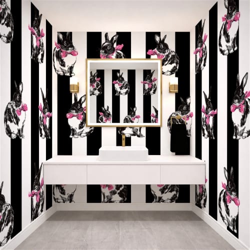Bunnies & Stripes — Classic Stripes Luxury Wallpaper Mural | Wall Treatments by ELLE WALLS