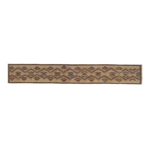 Mid Century Turkish Long and Narrow Kilim Runner with Modern | Runner Rug in Rugs by Vintage Pillows Store. Item made of fiber