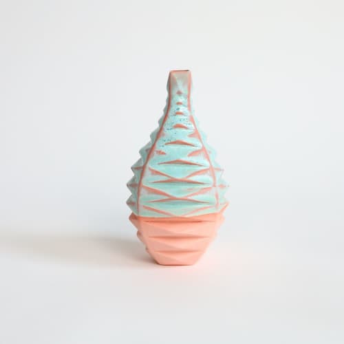 Square in Strawberry Pistachio | Vase in Vases & Vessels by by Alejandra Design. Item composed of ceramic