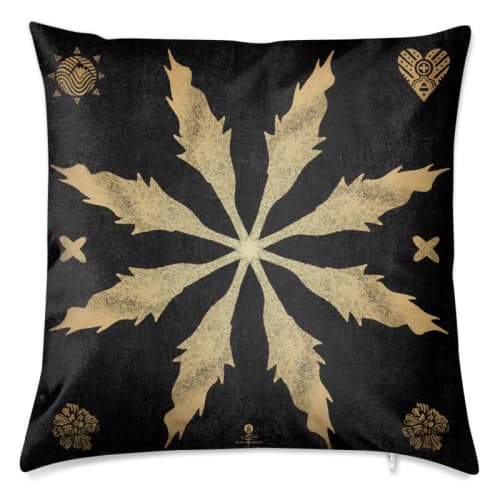 Marigold Leaf Star Velvet Cushion | Pillows by Sean Martorana. Item made of fabric