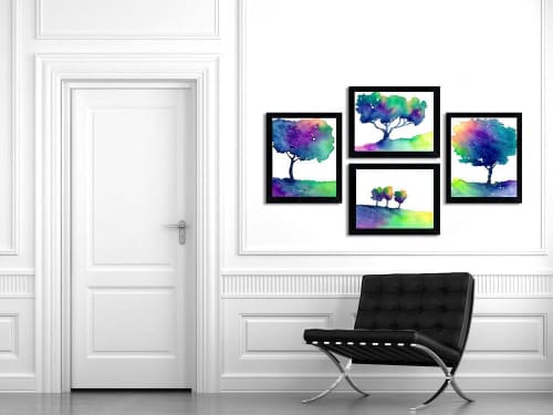 Hue Tree Trio | Prints by Brazen Edwards Artist. Item made of canvas & paper