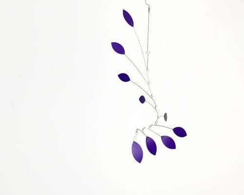 Mobile for the Nursery or Baby Leaf Wave Purple Leaves | Wall Sculpture in Wall Hangings by Skysetter Designs. Item composed of metal compatible with modern style