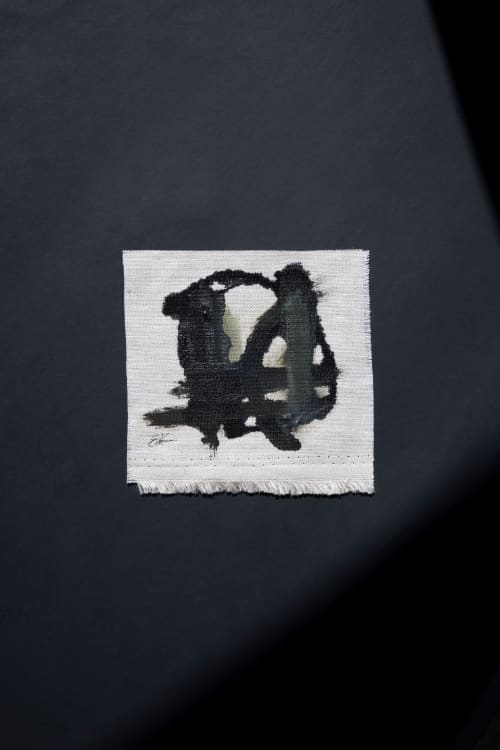 5" x 5" | Summer 2022 .03 | Oil And Acrylic Painting in Paintings by Double Kick | Sara Kraus. Item made of linen works with minimalism & contemporary style
