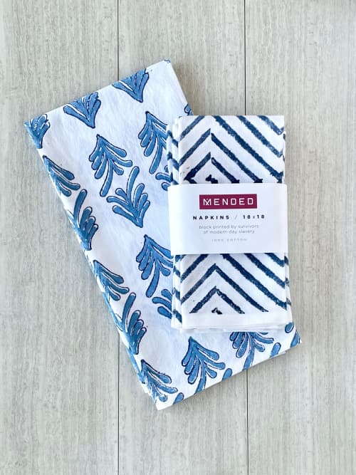 Napkins + Tea Towel Gift Set - The Blue Table | Linens & Bedding by Mended. Item composed of cotton