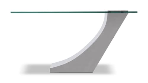 Clasp Console table | Tables by Greg Sheres. Item made of steel with glass