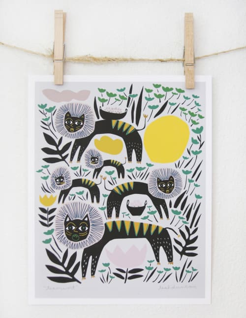 Teamwork Print | Prints by Leah Duncan. Item made of paper compatible with mid century modern and contemporary style