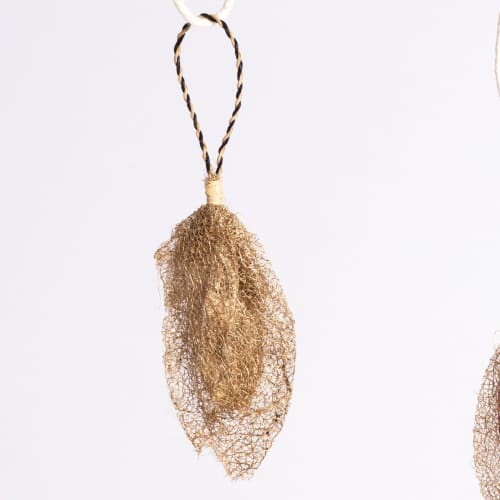 Madagascar Wild Silk Cocoon Ornament - Natural | Decorative Objects by Tanana Madagascar. Item composed of fiber