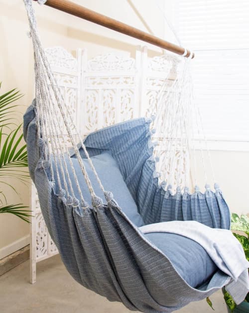 Jeans Denim Blue Hammock Swing Chair | DENIM STRIPED | Chairs by Limbo Imports Hammocks. Item composed of cotton