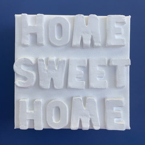 Home Sweet Home 5" x 5" | Mixed Media in Paintings by Emeline Tate. Item made of canvas with synthetic