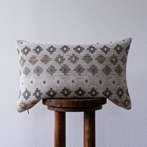 Woven Brown & Cream Diamonds Pattern Lumbar 14x22 | Pillow in Pillows by Vantage Design