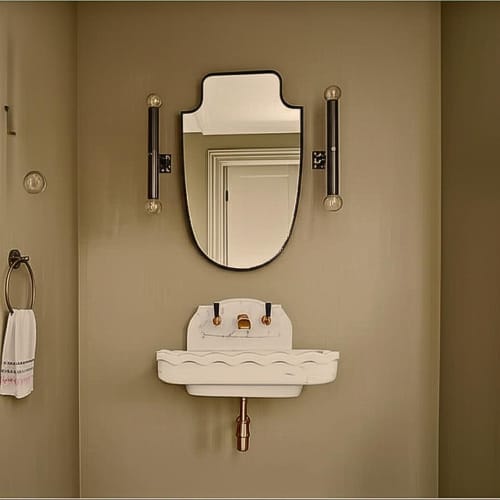 Midcentury design Carrara Marble Sink with Backsplash | Water Fixtures by AYMARBLEDESIGN LLC