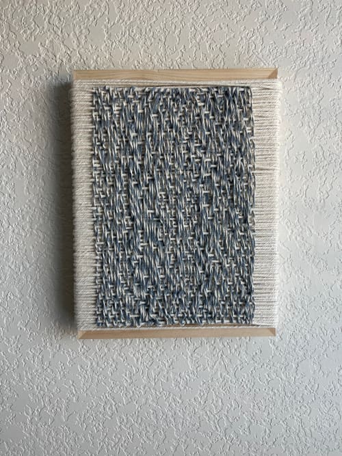 Woven Tile- Blue and White | Wall Sculpture in Wall Hangings by Mpwovenn Fiber Art by Mindy Pantuso