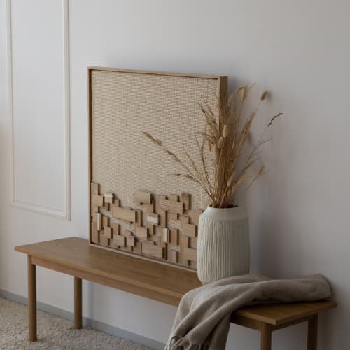 Horizon - Mixed Media Wood Tapestry | Wall Hangings by Lale Studio & Shop. Item made of oak wood & wool compatible with minimalism and contemporary style