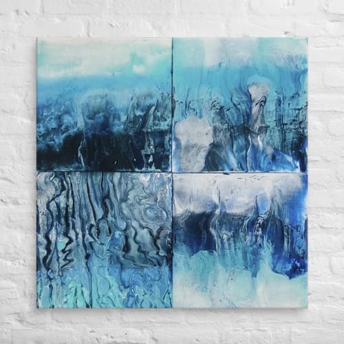 Canvas Print – Glacial Drift – Blue Abstract Glacier Art | Work by Eman's Gallery