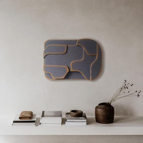 Modern Dark Minimalist Wall Sculpture – Bold Textured 3D Geometric Art Panel, Handmade Dimensional Artwork for Striking Interior Design | Wall Hangings by Vaiva Art Atelier