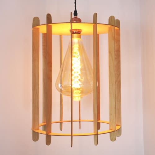 La Cylindre Max - Wooden hanging lamp (Price taxes included) | Pendants by Slice of wood / Tranche de bois