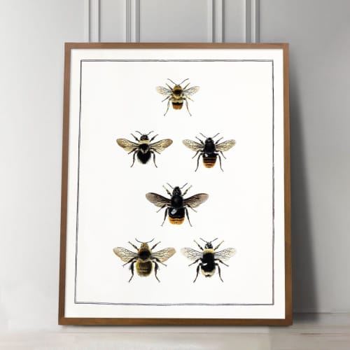 Bee Print, Bee Wall Art, English Cottage Decor, Cottagecore | Prints by Capricorn Press. Item composed of paper in boho or minimalism style