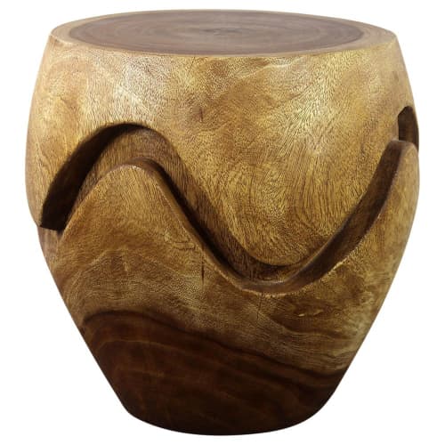 Haussmann® Wood Barrel Puzzle Drum Table 18 DIA x 18 inch | Coffee Table in Tables by Haussmann®